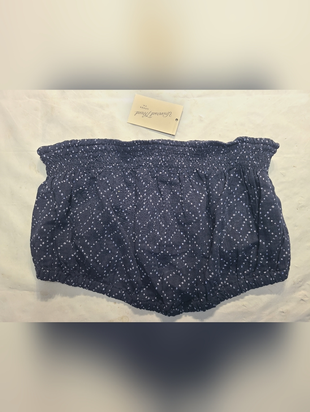 Women's Crinkle Gauze Tube Top Universal Thread Navy Blue Floral Size Medium